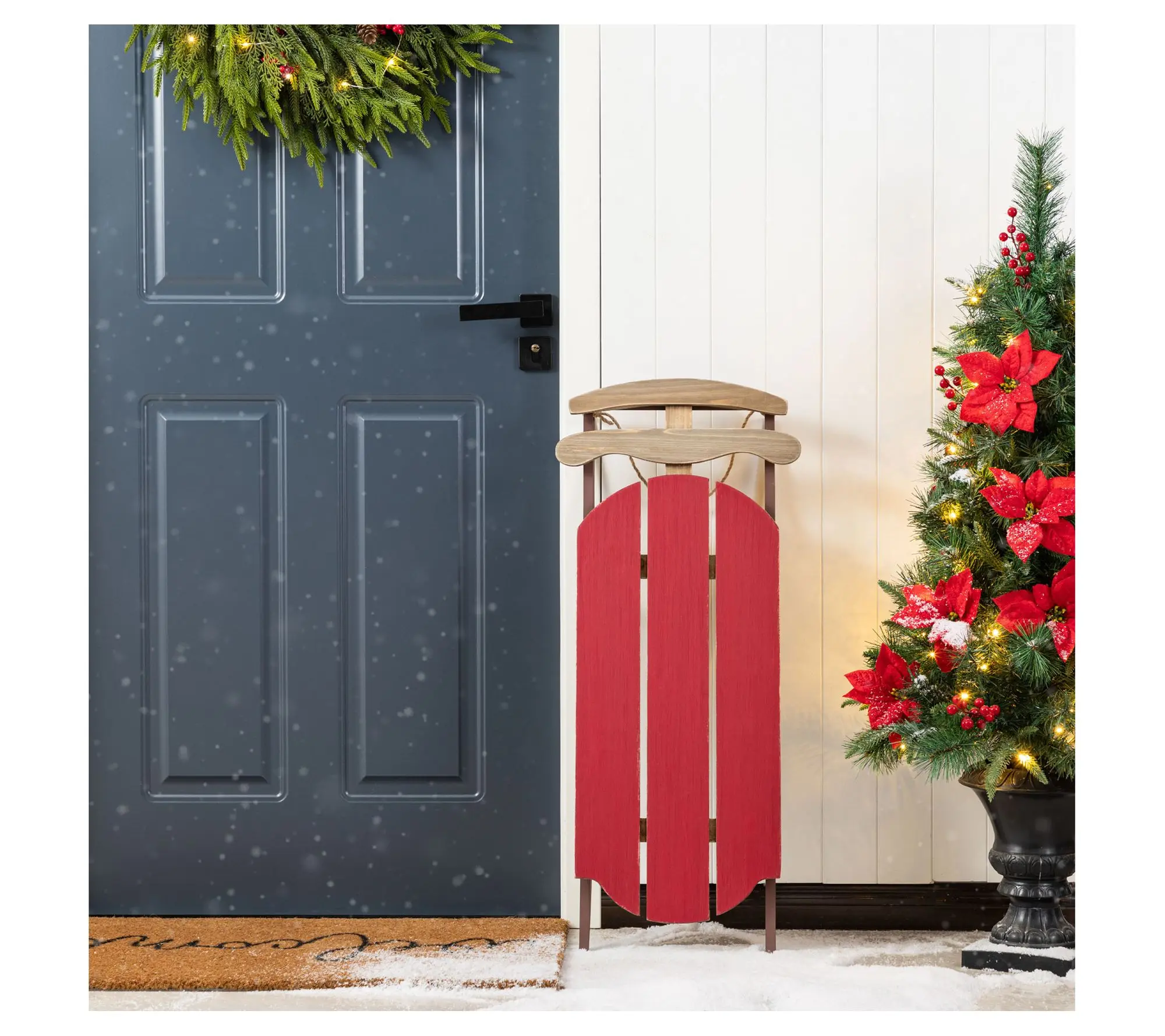 Glitzhome 34.25"H Christmas Sleigh Porch DecorSign