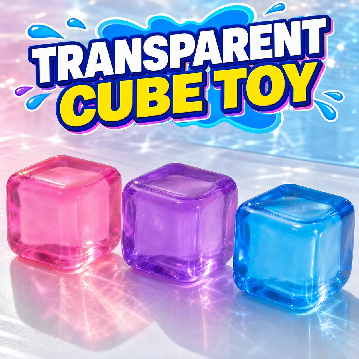Transparent Squishy Cube, Soft Cube Stress Ball, Clear Squeeze Sensory Fidget Toy for Kids Ages 6+ and Adults, 1 Count