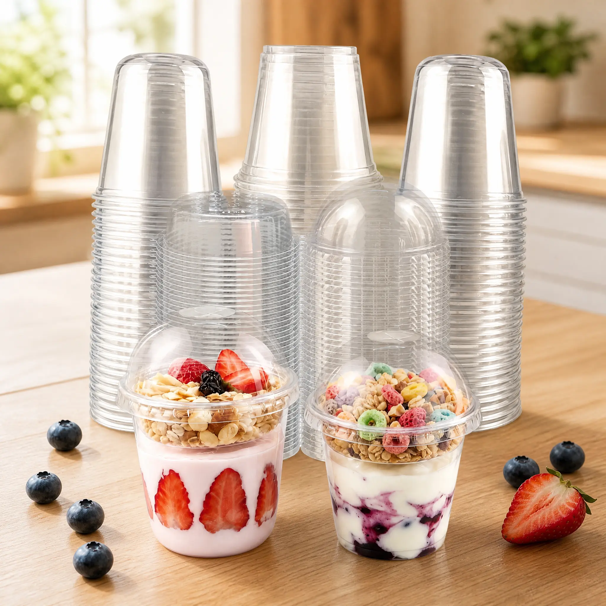 Lightweight & Durable Clear PET U-Cups (50-Pack) – Spill-Proof, Cross-Hole Design, Lid-Included Disposable Cups for Iced Coffee & Outdoor Events