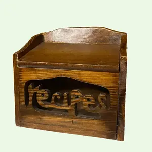 The Vintage Kitty Arizona Handmade Wooden Recipe Box | Kitchen & Home Storage | Wall Mounted Cottagecore Vintage-Inspired Organizer