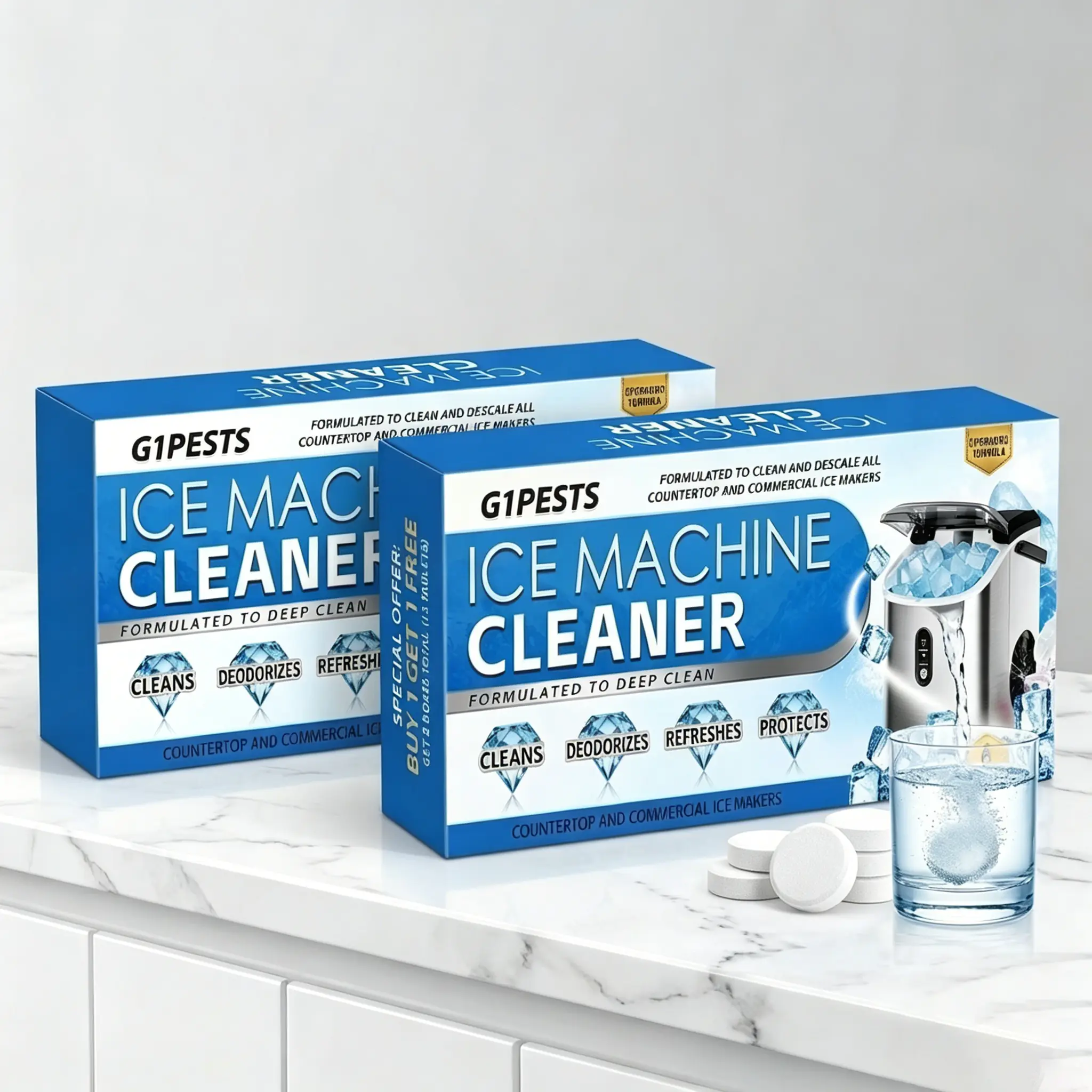 Ice Machine Cleaner Descaler Tablets - 6 Pcs Nickel-Safe Scale Remover That Cleans Countertop, Nugget Ice Makers, Descaling