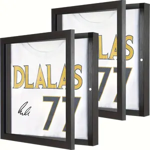 1 jersey display box - numbered/football/basketball jersey frame, wooden black modern souvenir display stand, suitable for soccer jerseys, numbers 1-99, home office or men's cave decoration, collector's gift for athletes and fans