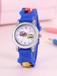 Cute Cartoon Car Pattern Design Quartz Watch, Fashionable Wrist Watch for Kids and Children, Stylish Watch, Perfect Gift for Boys and Girls Wristwatch