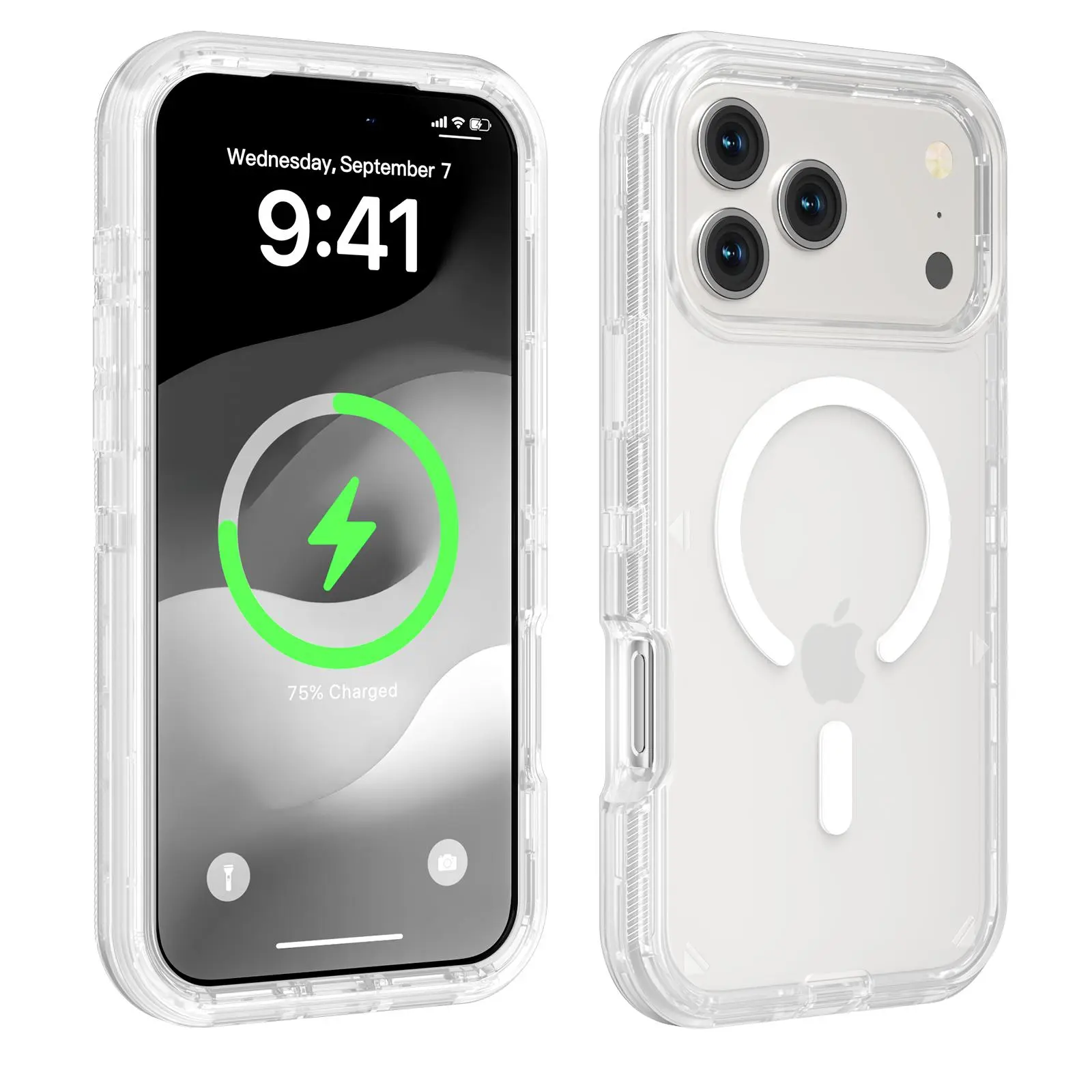 ROTUNOE 3 Layer Case for iPhone 17 Pro Max 17 Air 16 15 14 13 Pro Max, Magnetic MagSafe Defender Case, Hybrid Heavy Duty Shockproof Case, Transparent Clear Cover