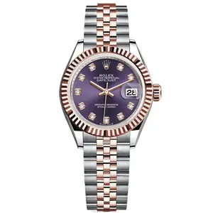 Rolex Lady-Datejust 28 279171 Two-Tone Everose Gold Fluted Bezel Aubergine Diamond Dial WHT031671
