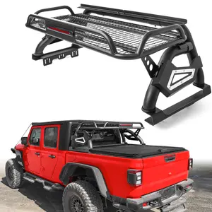 MONOKING Universal Adjustable Roll Bar - Chase Quality Rack Sport Bar with Cargo Basket, Included Brake Light for Mid-Size/Full-Size Trucks (F150 F250 F350 Raptor Lightning, Silverado, GMC Sierra, Ram 1500 2500 3500, Tundra, Titan)