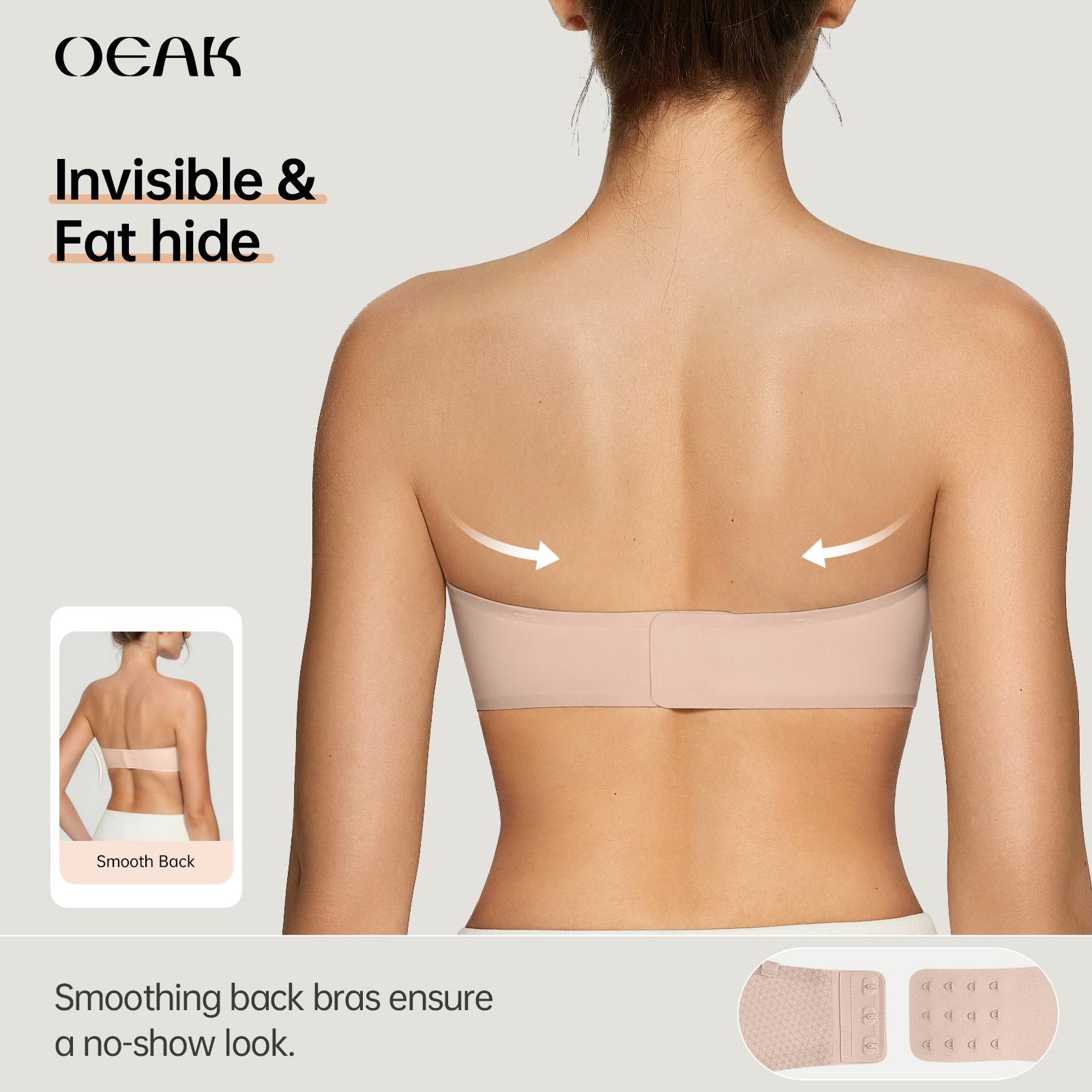 OEAK Womens Strapless Bras Push Up Bandeau Bra Non Slip Wireless Supportive Padded Bras Seamless Comfortable Tube Jelly Bra OEAK Womens Strapless Bras Push Up Bandeau Bra Non Slip Wireless Supportive Padded Bras Seamless Comfortable Tube Jelly Bra
