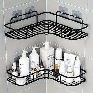 Adhesive Pads for Better Stability It is a wall-mounted bathroom storage rack, Bathroom Organizer, suitable for storing shampoo, toner, and cosmetics.