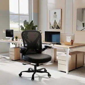 Ergonomic Mesh Office Chair with Lumbar Support Extra-thick Padding S-curve Backrest Smooth Tilt Recline Flip-up Armrests Adjustable Lumbar Support for Lasting Relaxation