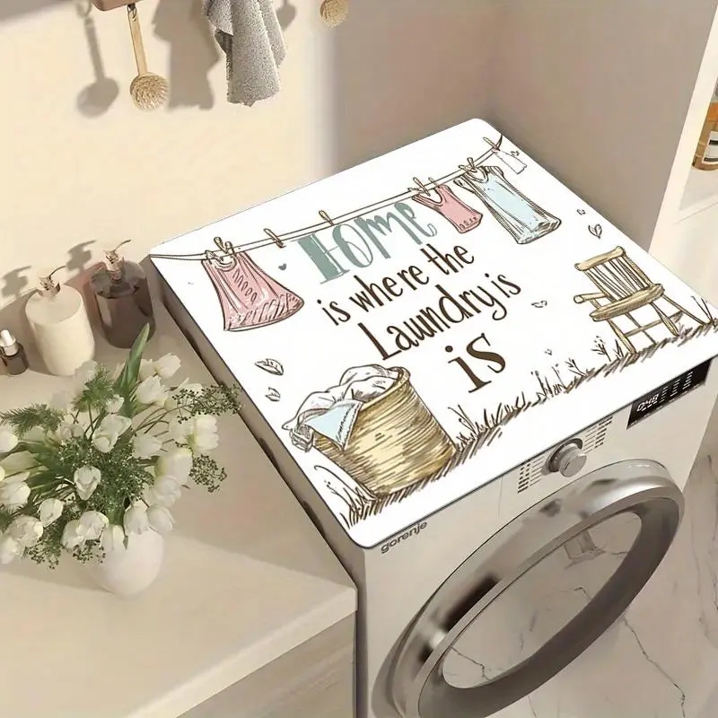 【Moving Season】Warm slogan pattern washing machine protective pad, countertop absorbent pad, quick drying refrigerator liner, suitable for microwave cover pad of washing machine and dryer, suitable for use in laundry room and kitchen
