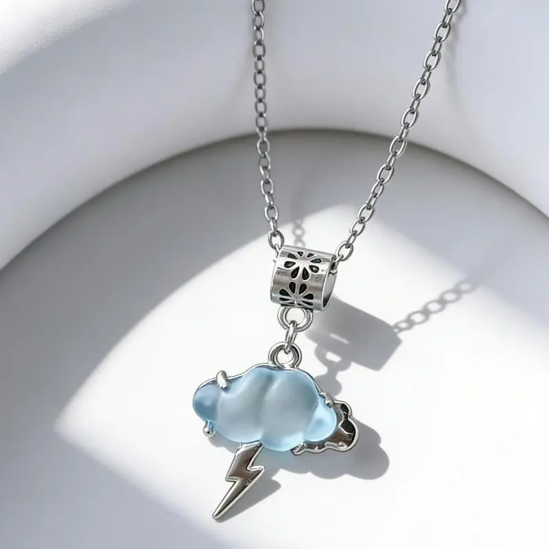 Cloud Lightning Charm Necklace - 40cm x 5cm, Elegant, Sweet, Refined, Versatile Niche Design, Affordable Luxury Fashion Accessory, Lightning And Cloud