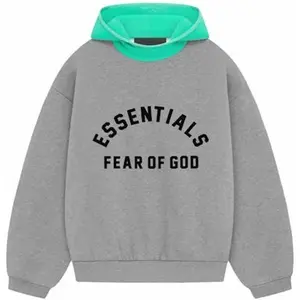Fear of God Essentials Nylon Fleece Hoodie Dark Heather Oatmeal/Mint Leaf