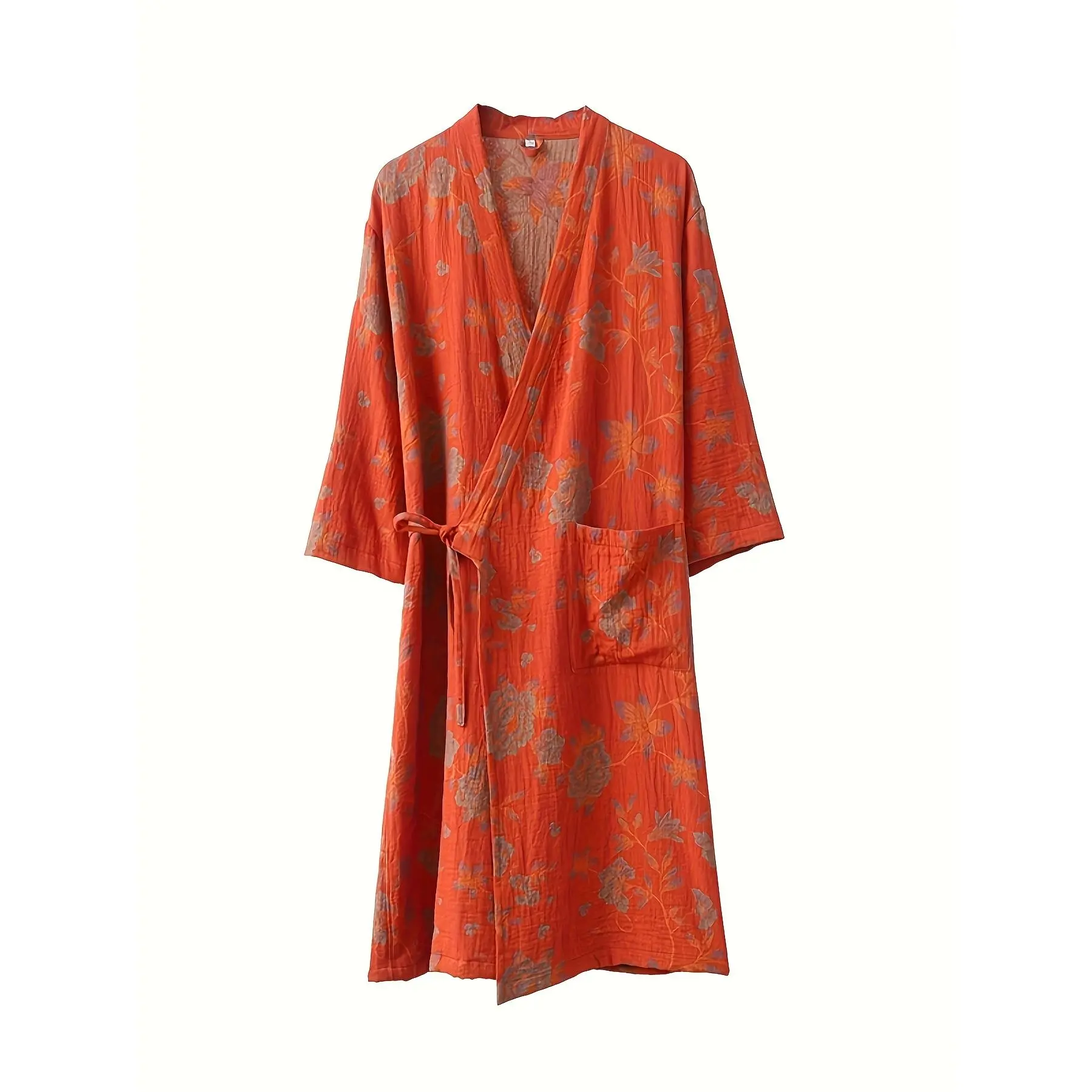 Casual Bath Gown for Adults in Minimalist Cotton Muslin Gauze, Lightweight and Quick-Drying for Beach & Daily Wear, Robe