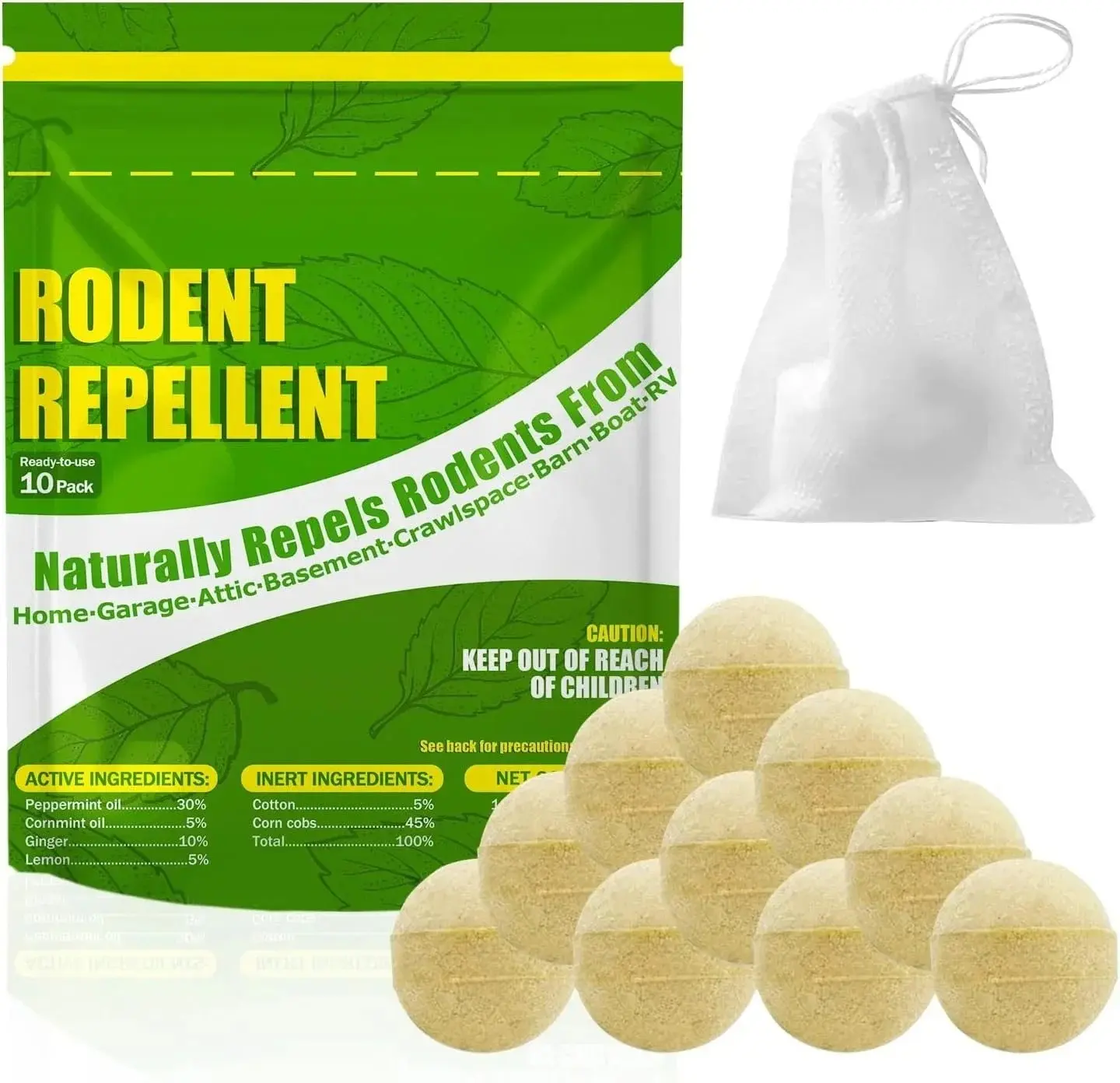 ECOH 10-Pack Peppermint Scent Rodent Repellent, Non-Toxic 100% Plant-Based, Long-Lasting, Safe for Humans & Pets, Indoor Rat & Mouse Deterrence, Natural Pest & Insect Control, Rodent Repellent Indoor, Natural Rodent And Insect Deterrence, Pest Repellent I