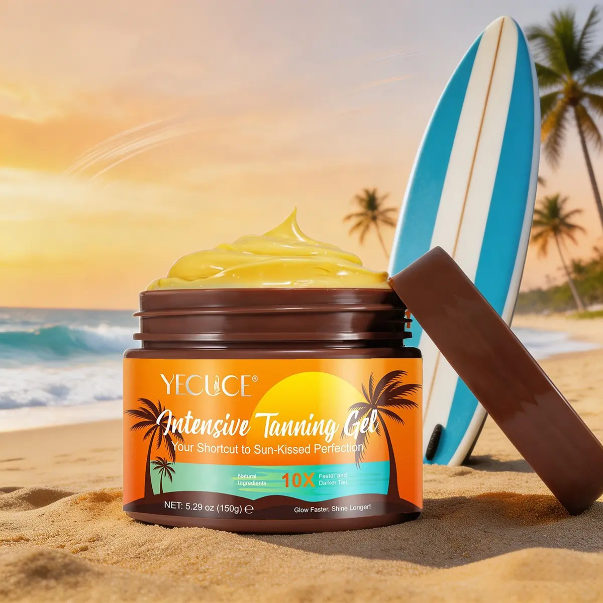 Yecuce Quick-Effect Bronzing Balm 150g, Moisturizing Dual Action, Gel Body Bronzer for Dry, Oily, and Sensitive Skin, Body Care