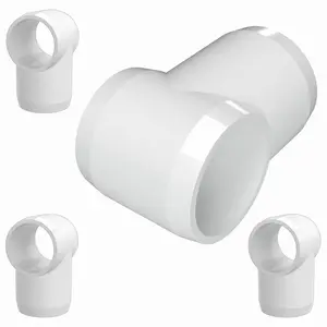 Formufit Slip Tee PVC Fitting, Furniture Grade 1" Size, White, Pack of 4 for DIY Projects