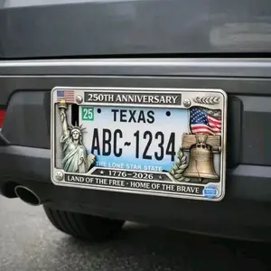 American 250th Anniversary License Plate Frame, Vintage 3D Statue of Liberty Patriotic Car Decor, Rust-Resistant Universal Fit