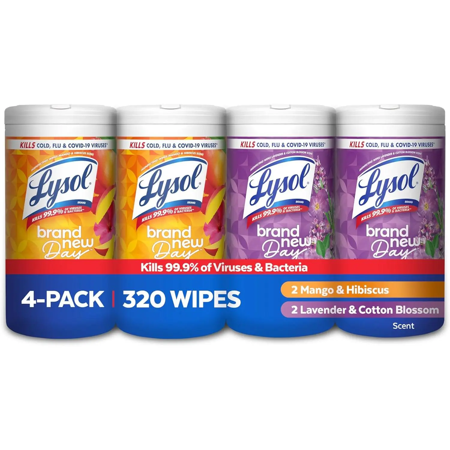 Lysol Durable Disinfecting Wipes Bundle, Household All Purpose Disinfectant Sprays, Liquids & Wipes, Cleaning Supplies, Home Essentials, Multi-Surface Cleaner, Lavender & Mango Scents, 80 Count (4pk), Lavender Scent Disinfectant Sprays, Liquids & Wipes