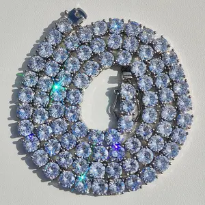 Hip Hop Jewelry 3/4/5/6MM 1 Row Iced Out Tennis Chain Bling CZ Men Diamond Cubic Zirconia Choker Necklace Women Drop Shipping