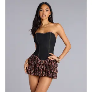 Wild Streak Denim Corset Romper