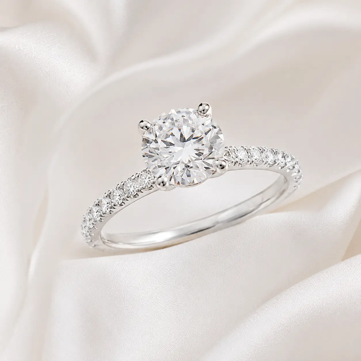 Pave Round Engagement Ring