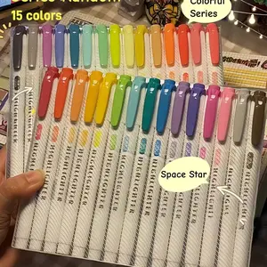 15 Color Dual Tip Fluorescent Pen Set, Art Drawing Pens, Cute Pastel Stationery, Back-To-School Supplies, School Essentials