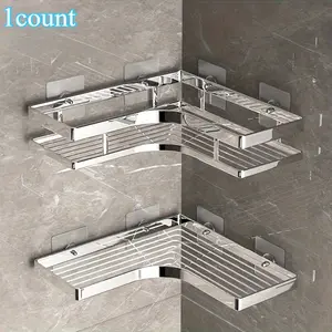 2-Piece Thick Stainless Steel Corner Shower Rack, No Drill Triangle Shelf, Ideal for Bathroom and Kitchen Organization