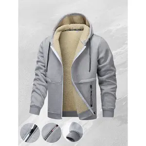 Classic men's hooded jacket with fleece lining, skin-friendly, suitable for autumn wear, adjustable hat, ribbed hem, urban commuter trendy windproof coat SpringStatements