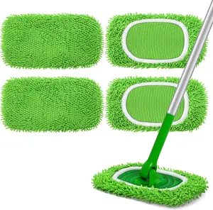 Reusable Microfiber Mop Pads Compatible with Swiffer Sweeper- 4 Pack Dry Sweeping Cloths & Wet Mopping Cloths - Washable Wet Pads Refill for Mopping Floors (Mop is not Included) Cleaning
