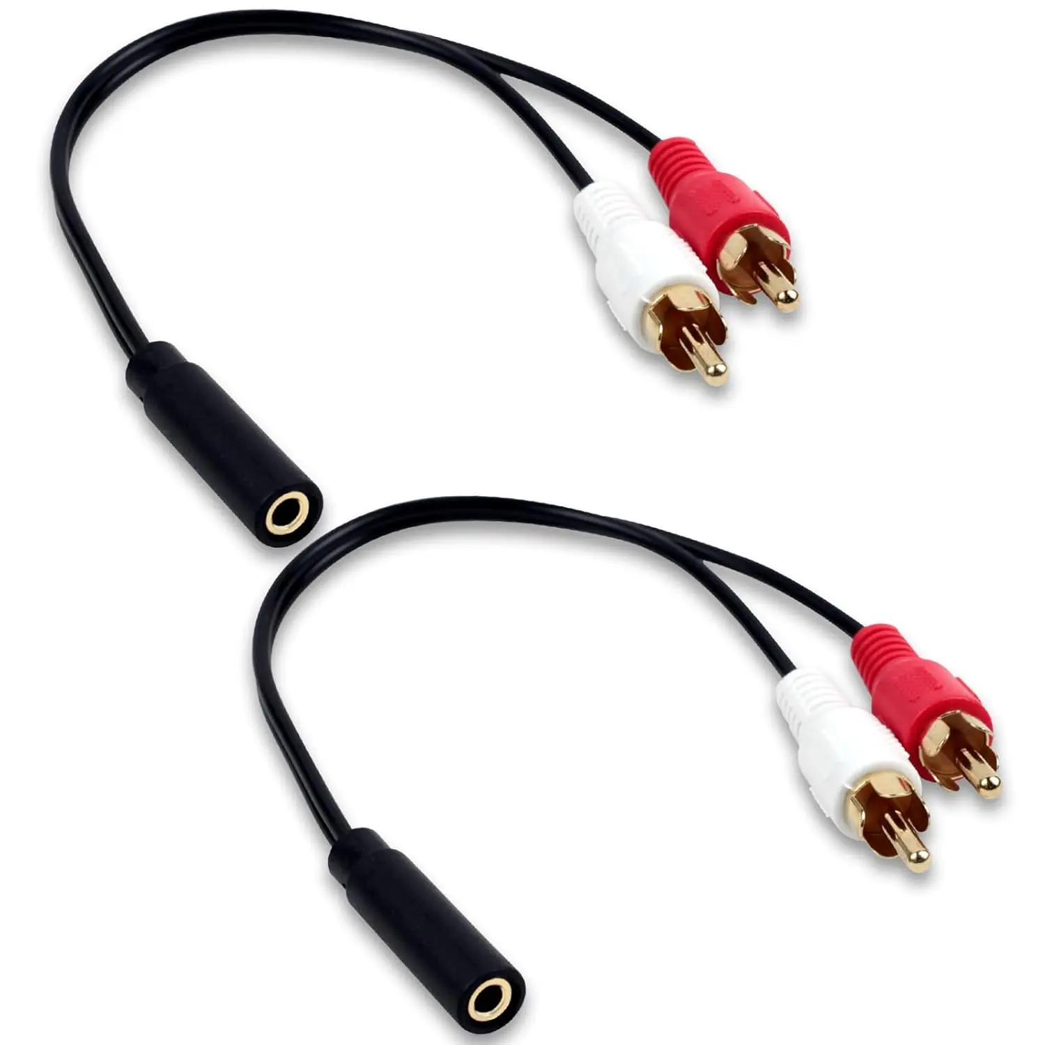 3.5mm Female to 2 RCA Male Splitter Audio Cable – Gold-Plated Stereo Y Adapter for TV, Smartphone, MP3, Tablet, Speakers & Home Theater (2-Pack)