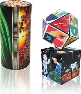Christmas 3D Flips Magic Cube Set – 3 Pack Infinity Cube Fidget Toys, Transforming Puzzle Stress Relief Toy for Anxiety, Boredom & Party Gifts for Kids and Adults