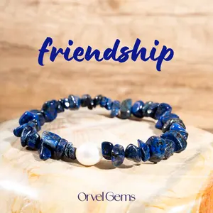Handmade Lapis Lazuli & Pearl Chips Beaded Blue Friendship Bracelet – Natural Gemstone Jewelry for Women & Men