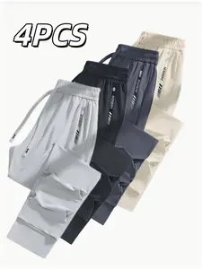 Four-Piece Set Breathable Ice Silk Sports Pants, Comfortable and Lightweight Gym Wear, Ideal for Active Lifestyle, Gym Sportswear Bottoms