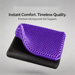 Double-Thick Gel Seat Cushion Honeycomb Breathable Non-Slip Cover 15.75x13.39x1 in Pressure Relief for Office Car Wheelchair Elastic Furniture Protector