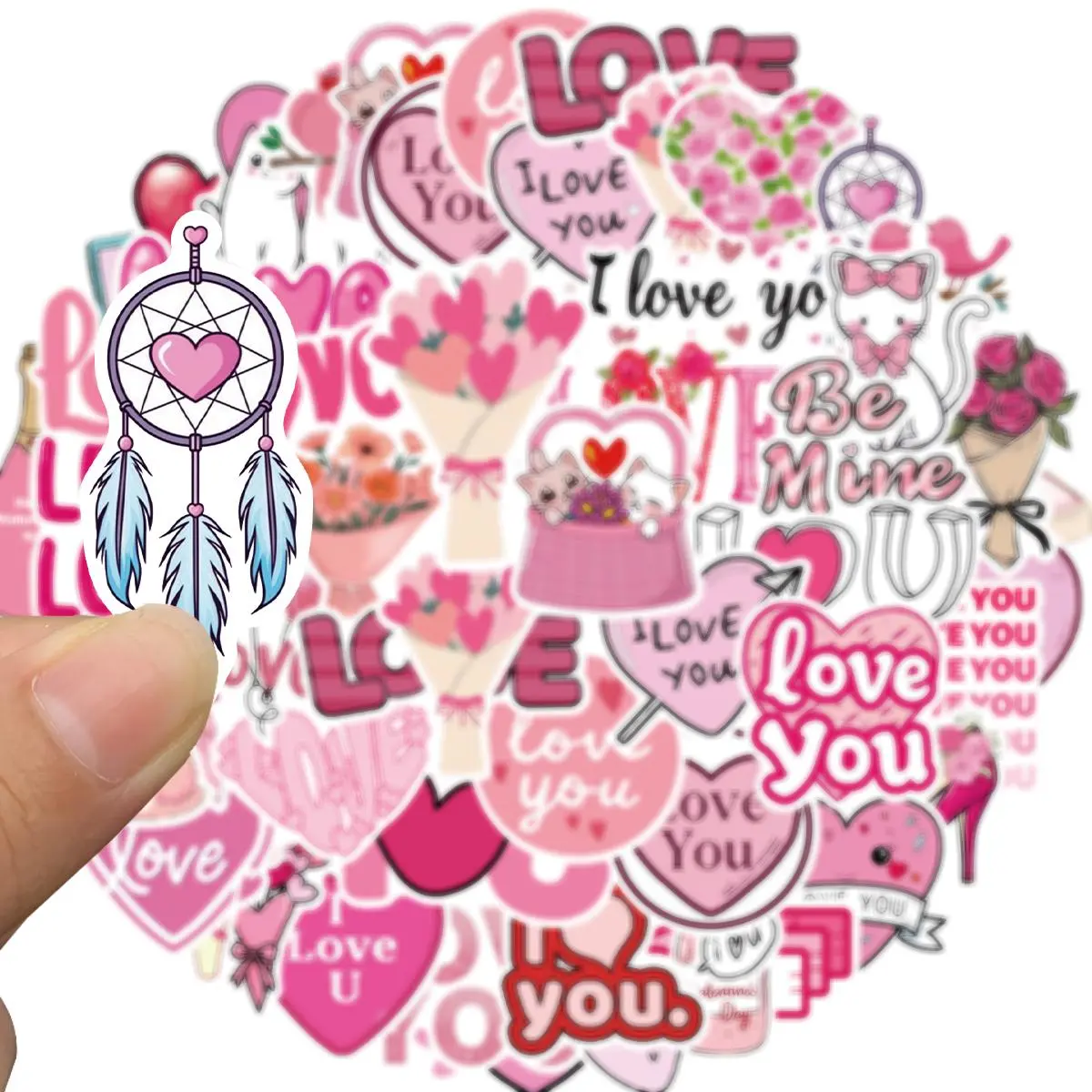 Love Quote Sticker, 50pcs/set Romantic Couples Sticker, Waterproof Vinyl Decals, Handmade Decorative Sticker for Water Bottle & Laptop, Sticker Sheets, Sticker Packs