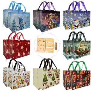 Livifree Heavy-Duty Foldable Storage Tote Shopping Bags Gift Box Set - Eco-Friendly, Large-Capacity, Reusable, Durable, Tear-Resistant, Waterproof, 20 Decor Tags, 8 Exclusive Christmas Designs, Lightweight Party Favors for Festive Events