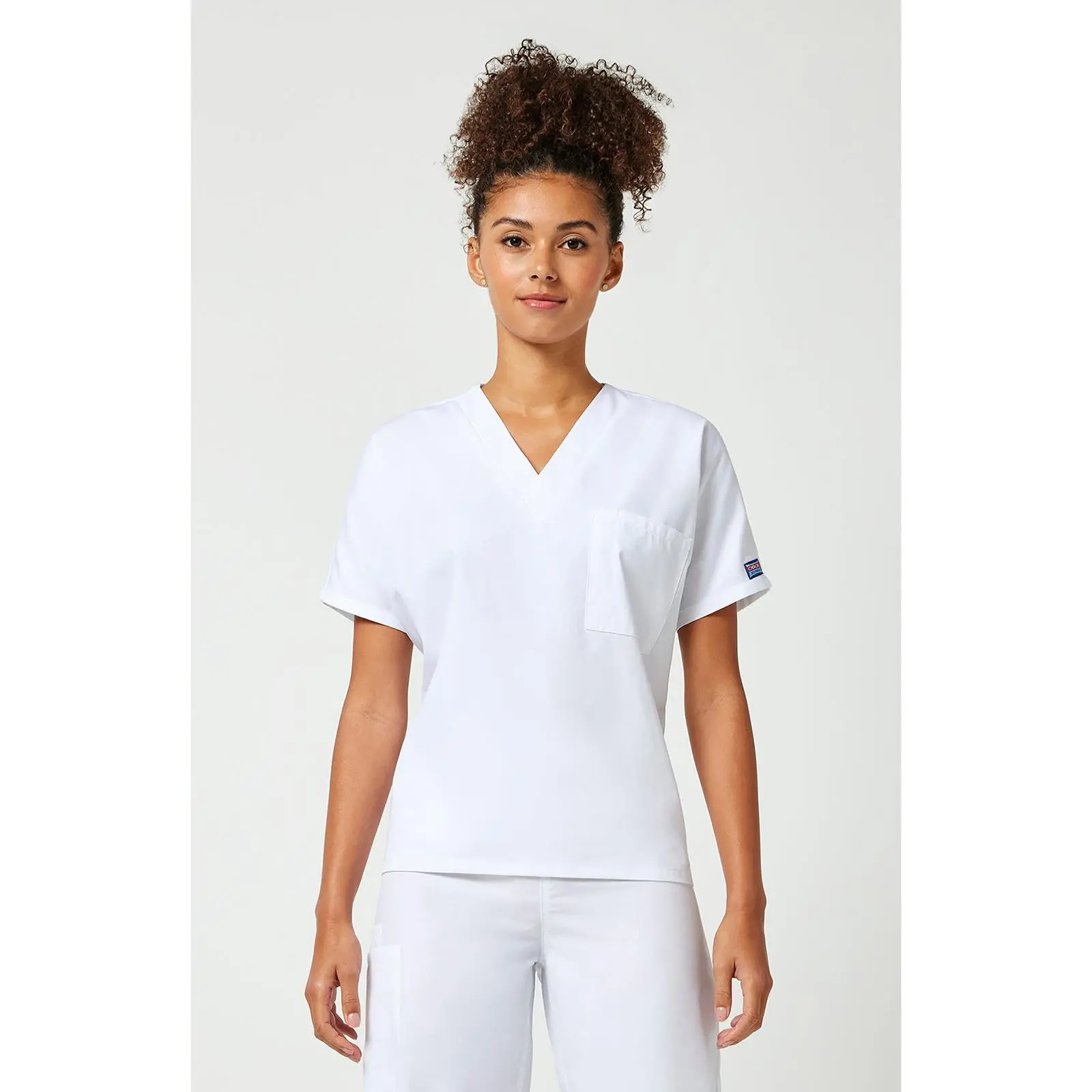 Women's Workwear Cherokee WW Originals Unisex V-Neck Knit Tunic, Uniforms Style with Pocket, Fit, Traditional, Polyester, Cotton, Top