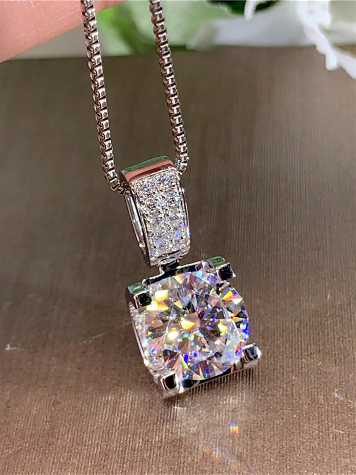 1 PC Gorgeous Cubic Zirconia High End Necklace Pendant Bling Chain For Women Valentine's Day Gift Wedding Jewelry
