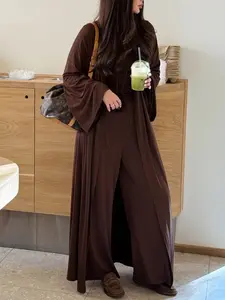 Women's Fall Winter Long Sleeve Jacket Set, Round Neck Three-Piece, Casual Warm Clothing for Ladies, Stylish Outerwear