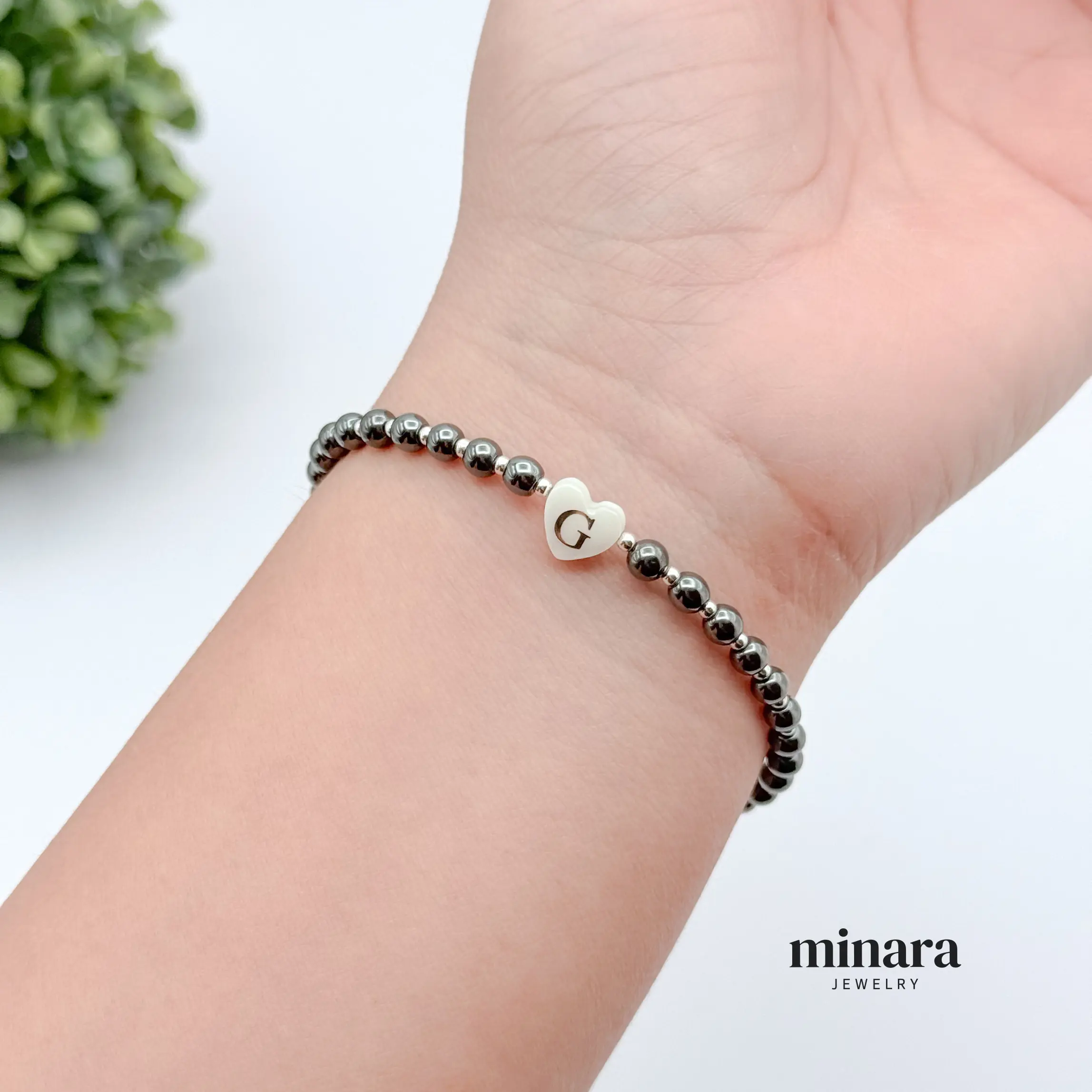 MINARA 950 Silver - Pulsera Chaquira Hematite 4mm - Bracelet With 4mm Hematite