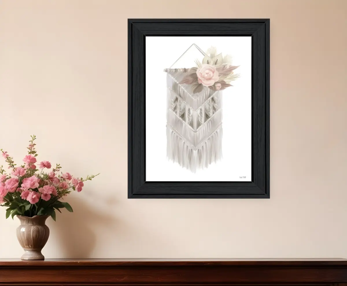 HomeRoots 530126 Bohemian Macrame Black Framed Print Wall Art