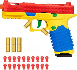Tactical DIY Building Block Handle Blaster Gun Set, 6-8 Years Foam Dart Launcher with Display Stand, Compact Size Creative Soft Shooting Collectible, Brand New Reloading Experience with 20 Foam Darts