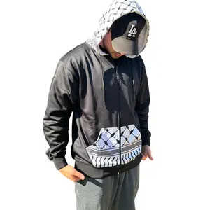 Keffiyeh Zip up Hoodie - Zipper Jacket With Kufiya Design
