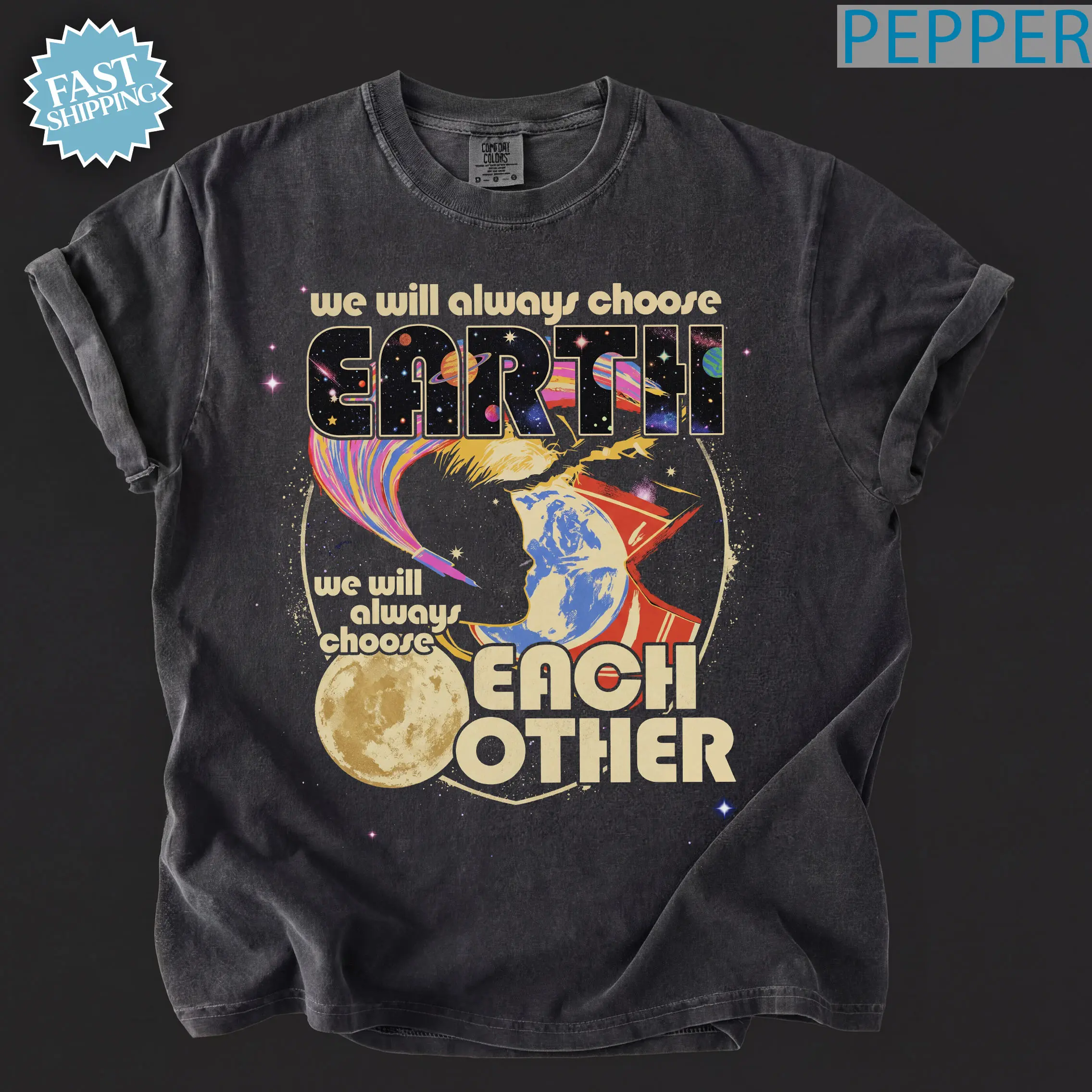We Will Always Choose Earth ,Christina Koch Artemis II NASA Mission T-Shirt: Vintage Feel, DTG Print, Space Exploration Apparel