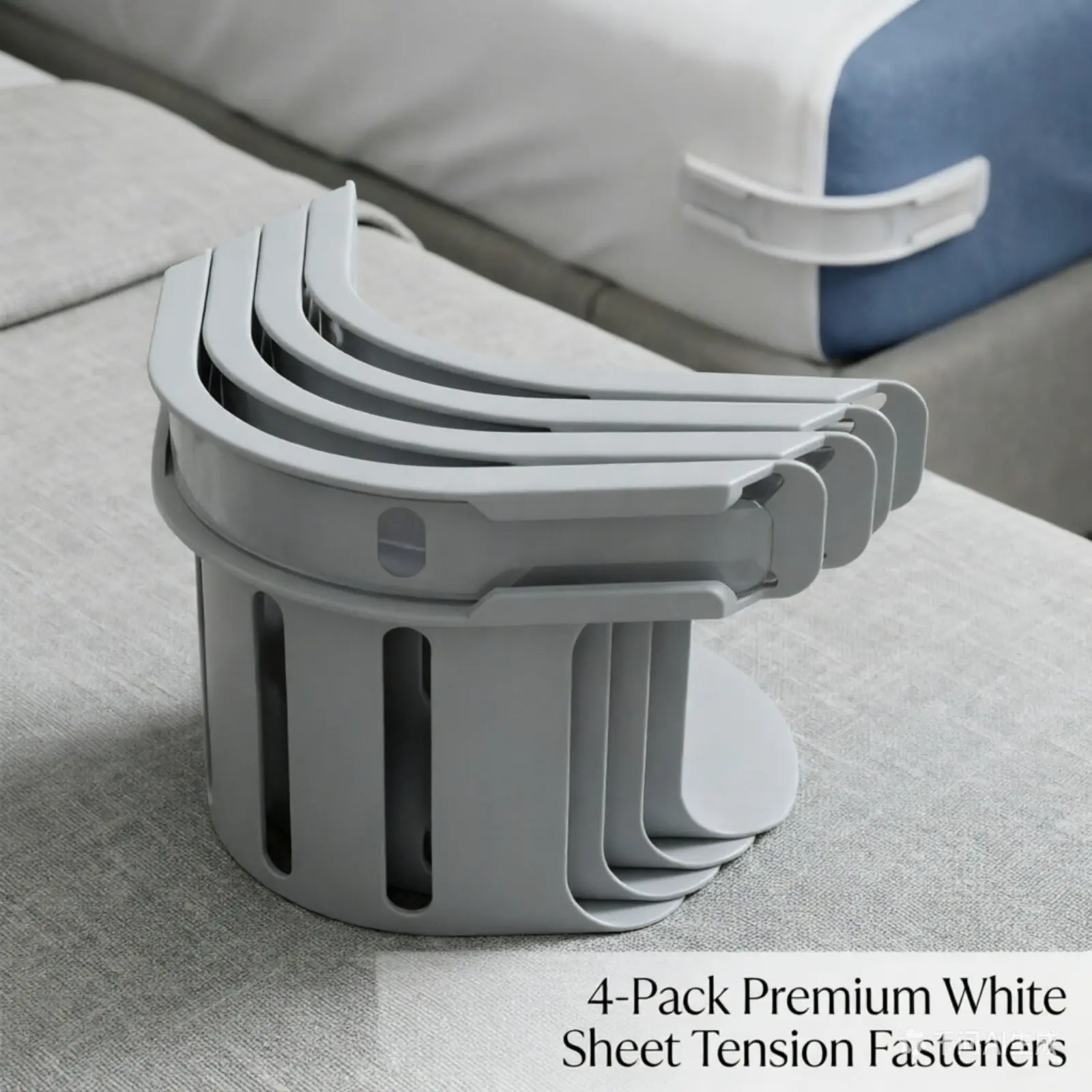 4-Pack Bed Skirt Clips, Anti-Slip Mattress Straps, Prevents Sheet Shift, Easy One-Time Installation, Universal Size, Bed Sheet Grippers, Durable Bedding Accessories