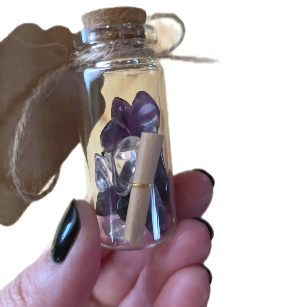 Non-Natural Small Selenite Manifestation Crystal Display Jar - Crystal Storage, Jewelry Accessories & Derivatives Decor Piece, Home Accessory, Small Spaces, Compact, Protect And Admire Crystals