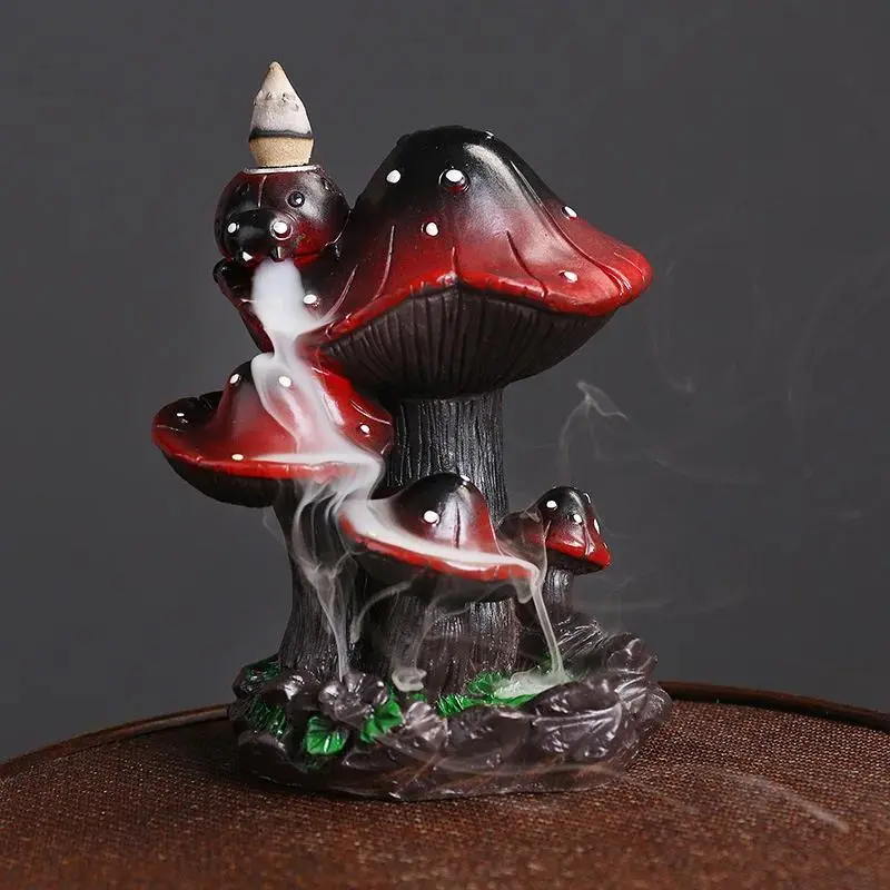 Mushroom Design Incense Burner, Creative Waterfall Backflow Incense Burner, Home Decor Ornament, Desktop Decor for Living Room Bedroom Office, Aroma, Scent Diffuser, Air Fragrance Diffuser, Aromatherapy Home Fragrances, Home Fragrance Products