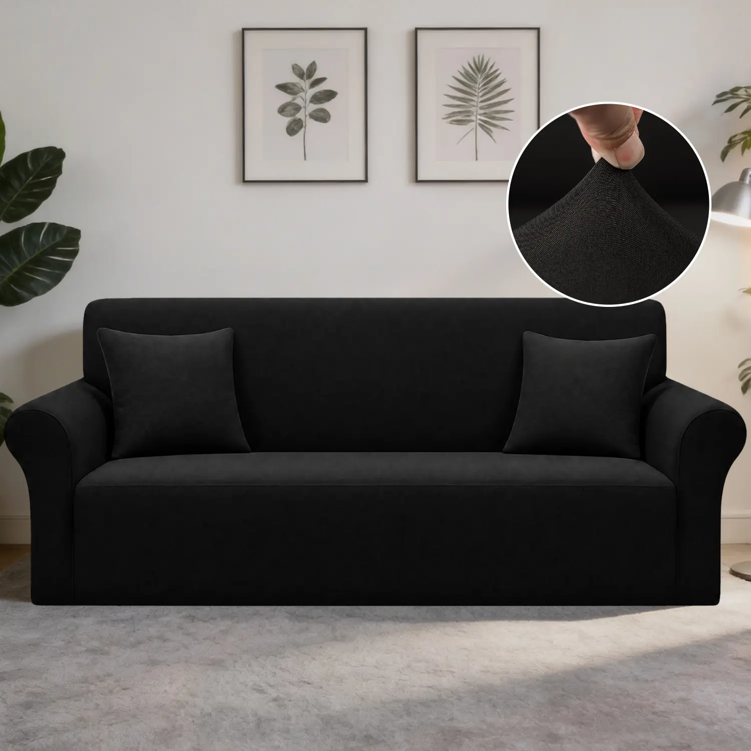 Elastic Stretch Couch Cover, Non Slip Soft Sofa Slipcover, Washable Durable Furniture Protector with Elastic Bottom