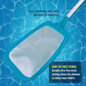 Professional Spa, Hot Tub, Pool Hand Leaf Skimmer Net, 17" Aluminum Pole - Ultra Fine Mesh Netting, Clean Fine Debris, Pond, Kid Pool