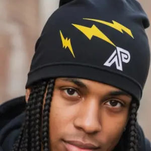 Lightning Skull Cap with Yellow Lightning Bolts and White Logo